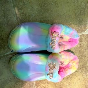 juicy couture shoes tie dye rainbow plush